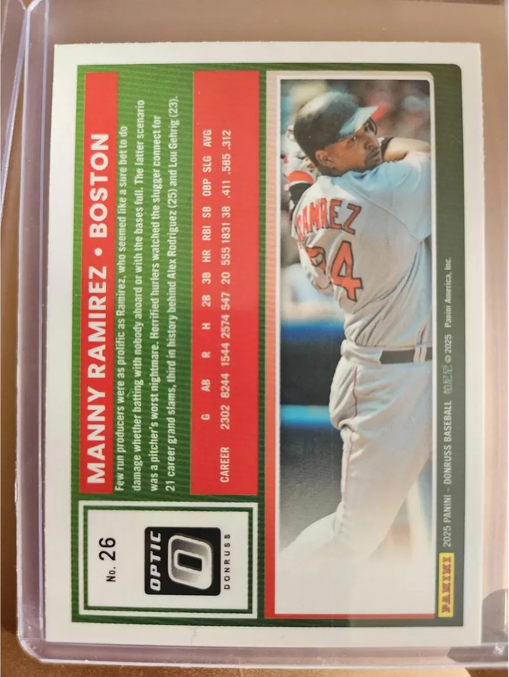 Manny Ramirez - 2025 Panini OPTIC insert - #26 - red sox - RAW Mint